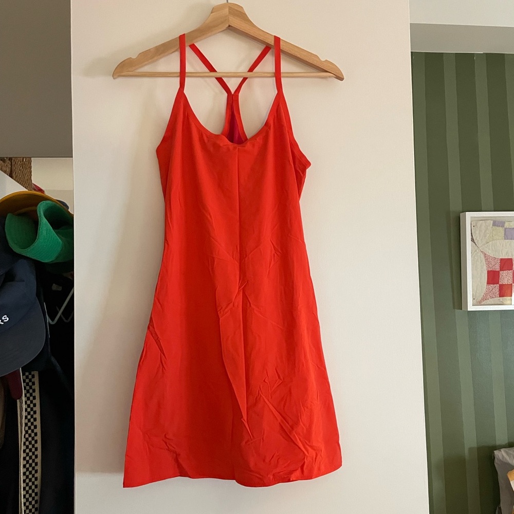 Outdoor Voices Exercise Dress. Color is cherry red.